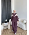 Pwn - Hanly Çizgi Detaylı Modal Takım - Bordo