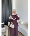 Pwn - Hanly Çizgi Detaylı Modal Takım - Bordo