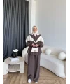Pwn - Hanly Çizgi Detaylı Modal Takım - Kahve