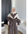 Pwn - Hanly Çizgi Detaylı Modal Takım - Kahve