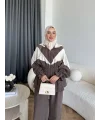 Pwn - Hanly Çizgi Detaylı Modal Takım - Kahve