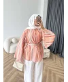 Act - Pastel Işıltı Bluz - Turuncu
