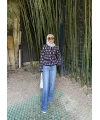 Baklava Desen Hırka - Lacivert
