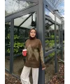Baklava Dilim Triko Kazak - Kahve
