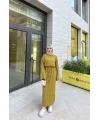 Balon Kol Triko Elbise - Yağ Yeşili