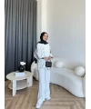 Bel - Limoria Çizgi Detay Puantiyeli Takım - Beyaz