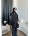 Bel - Limoria Çizgi Detay Puantiyeli Takım - Siyah