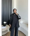 Bel - Limoria Çizgi Detay Puantiyeli Takım - Siyah