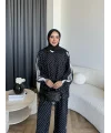 Bel - Limoria Çizgi Detay Puantiyeli Takım - Siyah