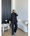 Bel - Limoria Çizgi Detay Puantiyeli Takım - Siyah