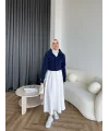 Boncuk Detaylı Mini Hırka - Lacivert