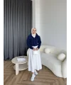 Boncuk Detaylı Mini Hırka - Lacivert