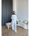Btç-Freyi Gold Düğme Detay Scuba Takım - Beyaz