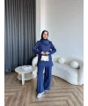 Btç-Freyi Gold Düğme Detay Scuba Takım - Lacivert