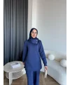 Btç-Freyi Gold Düğme Detay Scuba Takım - Lacivert