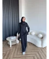 Btç-Freyi Gold Düğme Detay Scuba Takım - Siyah