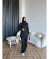 Btç-Freyi Gold Düğme Detay Scuba Takım - Siyah