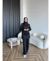 Btç-Freyi Gold Düğme Detay Scuba Takım - Siyah