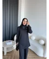 Btç-Freyi Gold Düğme Detay Scuba Takım - Siyah