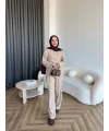 Btç-Özdet Yan Büzgülü Takım - Bej