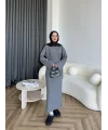 Dora Triko Elbise - Gri