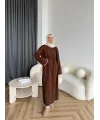 Doray Dantel Detaylı Elbise - Kahve
