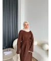 Doray Dantel Detaylı Elbise - Kahve