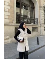 Düğmeli Kürk Yelek - Bej