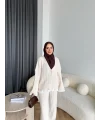 Elenor Düğmeli Triko Takım - Bej