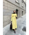 Evsa Mini Gold Düğmeli Elbise - Sarı