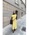 Evsa Mini Gold Düğmeli Elbise - Sarı