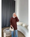 Eyla Fermuarlı Hırka - Acı Kahve