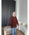 Eyla Fermuarlı Hırka - Acı Kahve