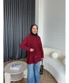 Eyla Fermuarlı Hırka - Bordo