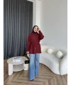 Eyla Fermuarlı Hırka - Bordo