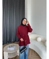 Eyla Fermuarlı Hırka - Bordo