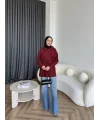 Eyla Fermuarlı Hırka - Bordo