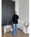 Eyla Fermuarlı Hırka - Siyah