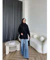 Eyla Fermuarlı Hırka - Siyah