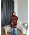 Faramis Baklava Tüylü Kazak - Acı Kahve