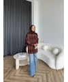 Faramis Baklava Tüylü Kazak - Acı Kahve
