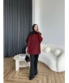 Faramis Baklava Tüylü Kazak - Bordo