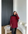Faramis Baklava Tüylü Kazak - Bordo