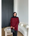 Faramis Baklava Tüylü Kazak - Bordo