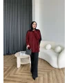 Faramis Baklava Tüylü Kazak - Bordo