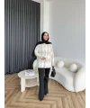 Faramis Baklava Tüylü Kazak - Ekru