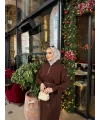 Fermuar Detaylı Triko Elbise - Acı Kahve