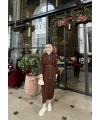 Fermuar Detaylı Triko Elbise - Acı Kahve