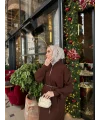 Fermuar Detaylı Triko Elbise - Acı Kahve