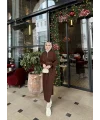 Fermuar Detaylı Triko Elbise - Acı Kahve